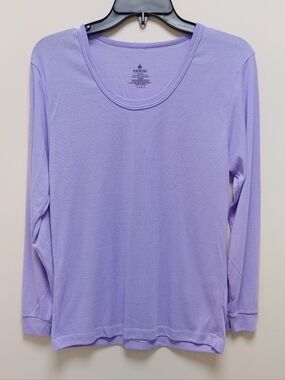 Lavender Long-Sleeve Scoop Neck Casual Top Or Undershirt Women's Size XL